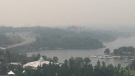 Forest fire smoke over Sudbury's Ramsey Lake. July 25/21 (Credit: Jon Brett)