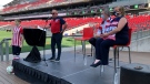 President of Atlético Ottawa Jeff Hunt making the announcement for pay what you want home opener at TD Place. (Dave Charbonneau/CTV News Ottawa)