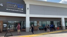 People wait outside of Kitchener's Drive Test centre (Colton Wiens / CTV Kitchener)