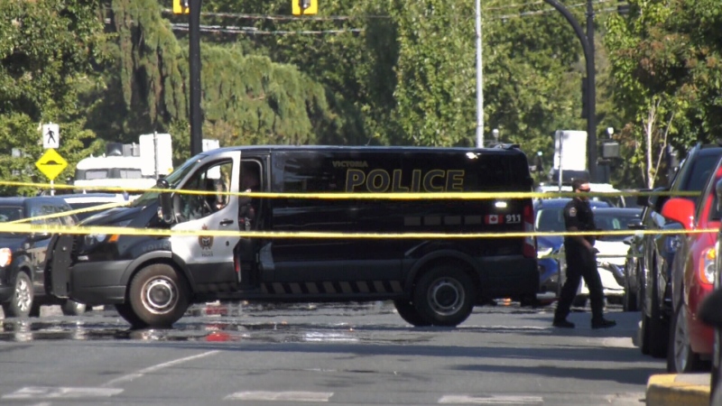 A police investigation on Pandora Avenue in Victoria. (CTV News)