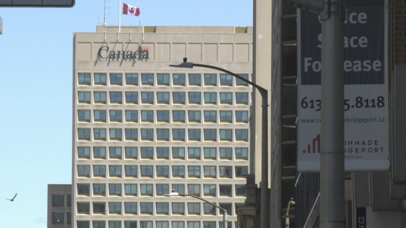 A federal office tower in Ottawa. Aug. 2, 2021. (Jackie Perez / CTV News Ottawa)