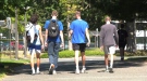Students on the University of Victoria campus on Tuesday, Aug. 10, 2021. (CTV News)