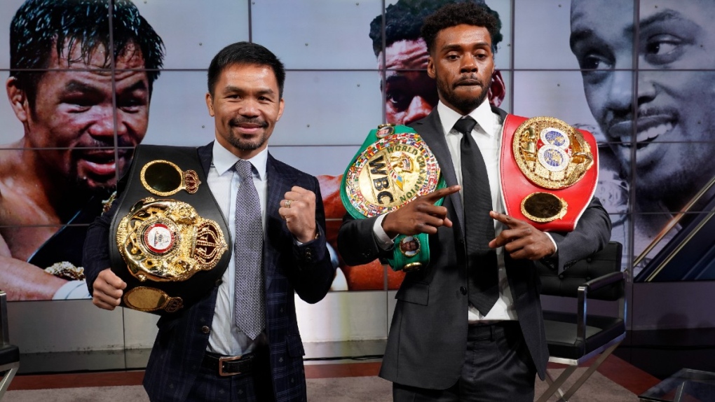 Manny Pacquiao, left, and Errol Spence Jr.