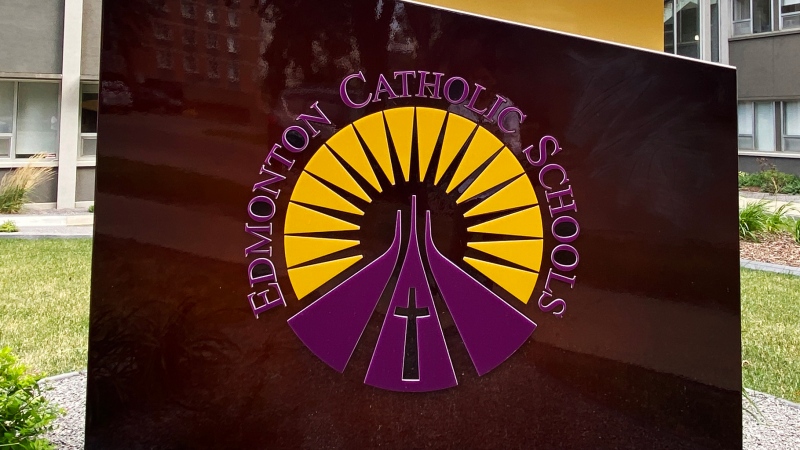 An Edmonton Catholic School sign can be seen in this undated file photo. 