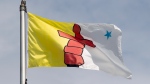 Nunavut's territorial flag flies on a flag pole in Ottawa, Tuesday June 30, 2020. (THE CANADIAN PRESS/Adrian Wyld)