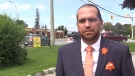 NDP candidate Chief Jason Henry in Arva, Ont. on Aug 18. 2021. (Brent Lale/CTV London)