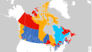 A map showing the results of the 2019 federal election by riding and party (Source: Esri)