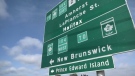 Nova Scotia highway sign ahead of the New Brunswick border