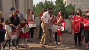 Liberal leader Justin Trudeau meets supporters at University of Sudbury Tuesday