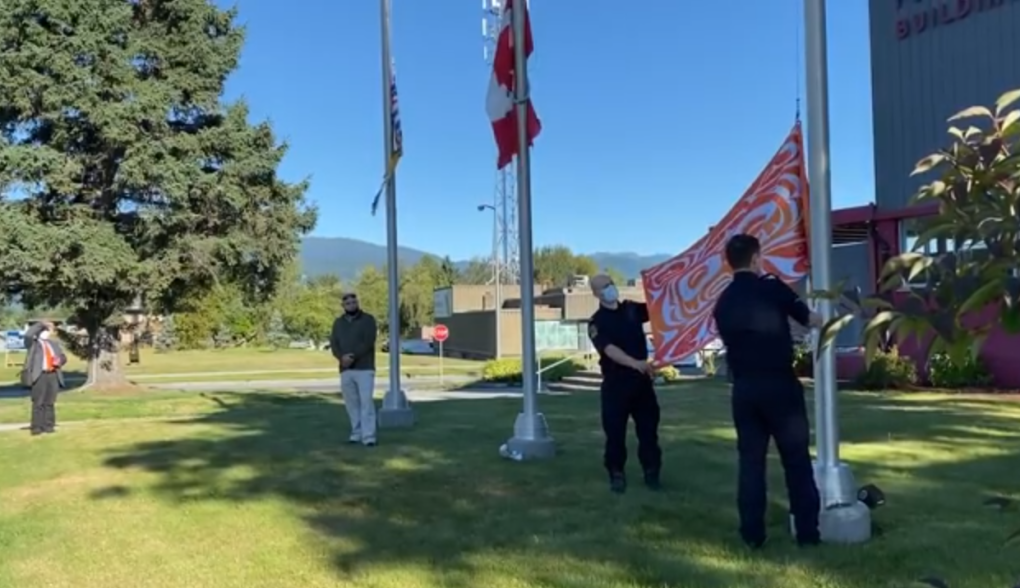Orange flag raising ceremony in Kitimat