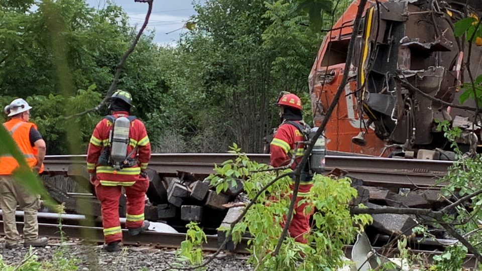 Train derailment in Prescott, Ont.