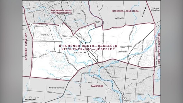 Kitchener South-Hespeler riding map