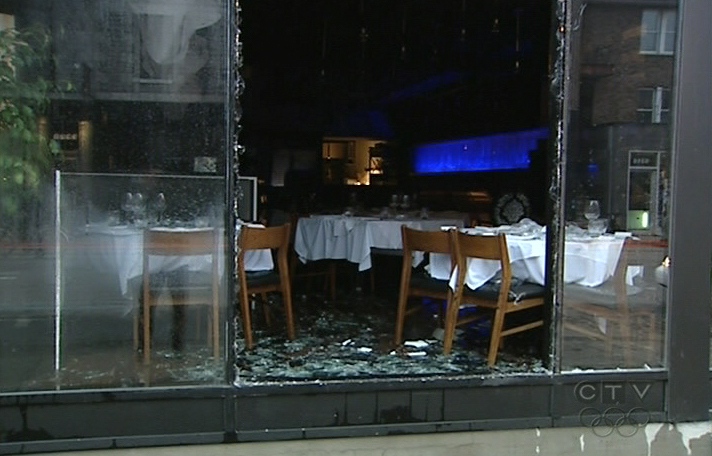 Cafe Nouba was hit for the second time in Montreal, Monday morning, Nov. 23, 2009.