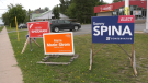 Elections signs for candidates in Sault Ste. Marie, Ont. Sept. 3/21 (Mike McDonald/CTV Northern Ontario)
