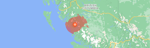 Map sent in error showing quake location
