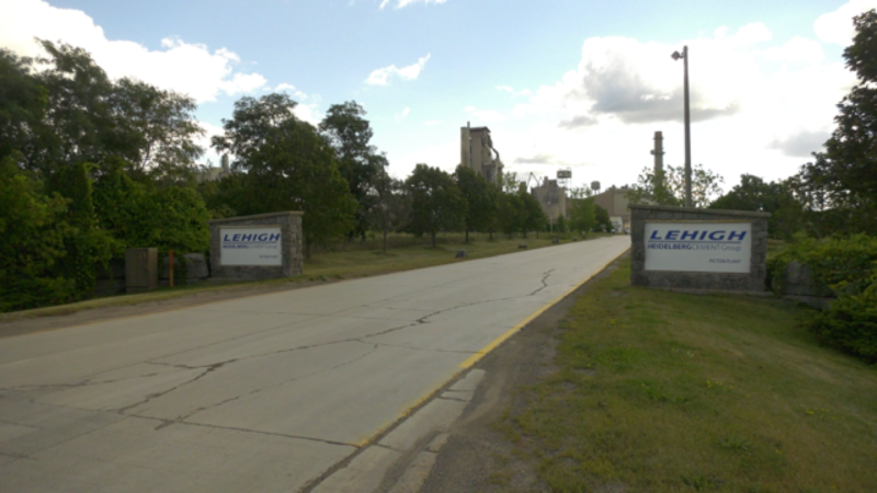 An explosion at a cement plant in Picton, Ont. Tuesday morning sent three workers to hospital. (Kimberley Johnson/CTV News Ottawa)