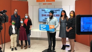 Federal NDP leader Jagmeet Singh was asked about his hopes for northern Ontario while he was addressing the national media in Sudbury Sunday morning. Sept.12/21 (Ian Campbell/CTV News Northern Ontario)