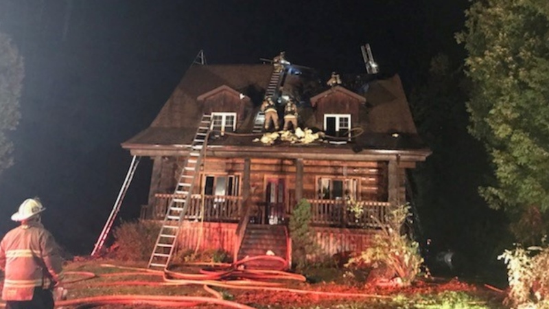 Ottawa firefighters battle a blaze at a home on Iveson Drive. Wed., Sept. 15, 2021. (Photo courtesy of Ottawa Fire Services)