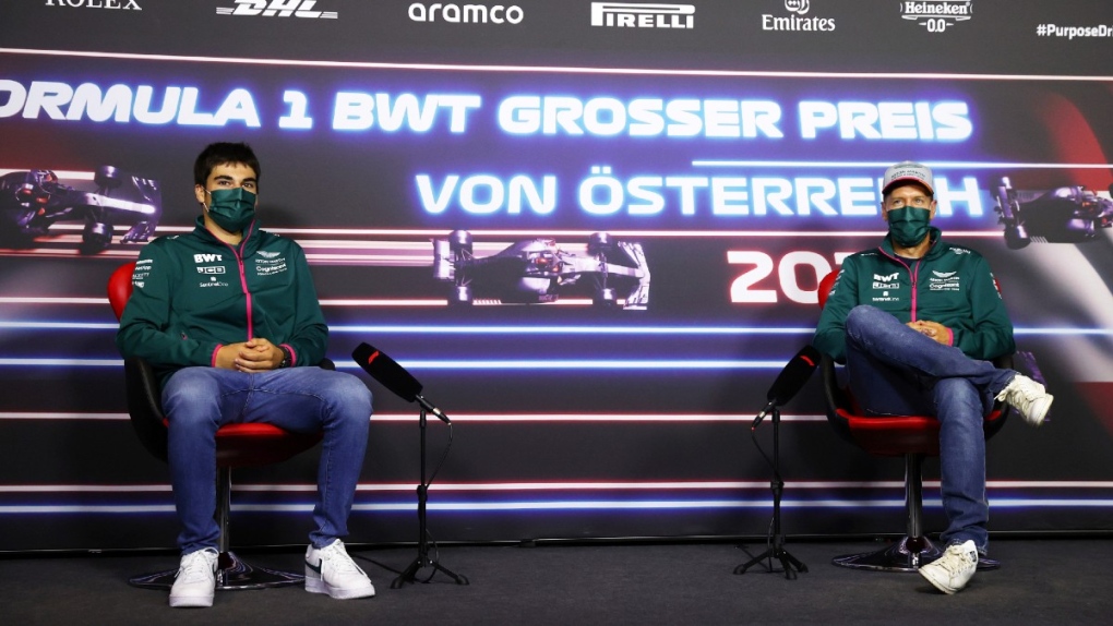 Lance Stroll, left, and Sebastian Vettel