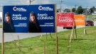 Election campaign signs dot the landscape in Eastern Passage, N.S. on Wednesday, Aug. 25, 2021. (THE CANADIAN PRESS/Andrew Vaughan)