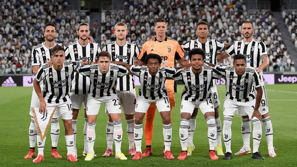 Juventus team poses on Aug. 28, 2021