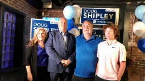 Conservative Doug Shipley stands with his family on Mon., Sept. 20, 2021. (CTV NEWS BARRIE)