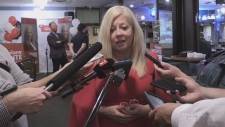 Liberal MP-Elect Viviane Lapointe talks to media about her win. Sept. 21/21 (Alana Everson/CTV Northern Ontario)