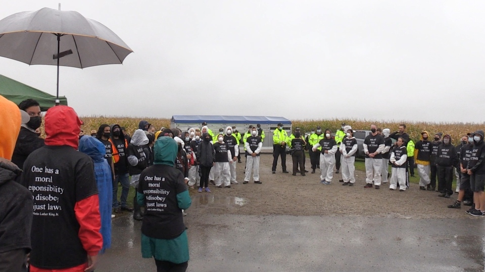 Arrests made a meat farming protest