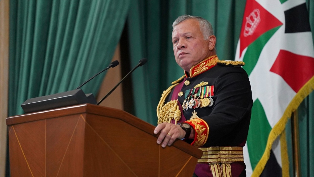 Jordan's King Abdullah II gives a speech