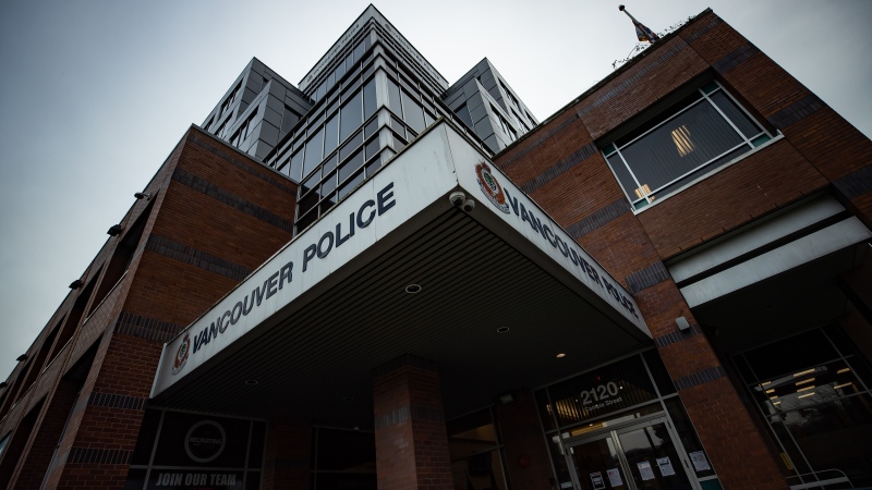 Vancouver Police Department headquarters is seen in Vancouver, on Saturday, Jan. 9, 2021. (Darryl Dyck / THE CANADIAN PRESS)