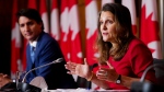 Prime Minister Justin Trudeau and Minister of Finance and Deputy Prime Minister Chrystia Freeland hold a press conference in Ottawa on Wednesday, Oct. 6, 2021. THE CANADIAN PRESS/Sean Kilpatrick 
