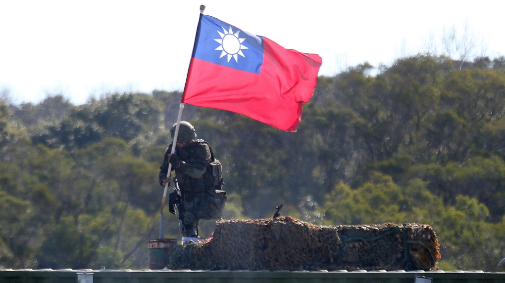 Solder holding the Taiwanese flag