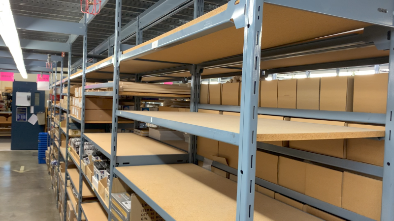 Empty shelves at Lee Valley Tools in Ottawa. (Jackie Perez/CTV News Ottawa)