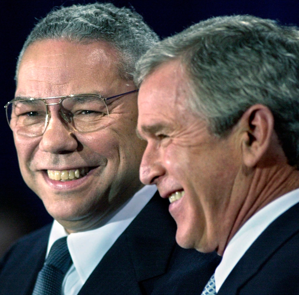 Colin Powell and U.S. President-elect George Bush