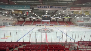 The Yorkton Terriers logo at centre ice is picture in this file photo. (LukeSimard/CTVNews)