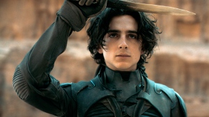 This image released by Warner Bros. Pictures shows Timothee Chalamet in a scene from "Dune." (Warner Bros. Pictures via AP) 