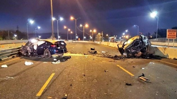 Two people injured after wrong-way crash on QEW