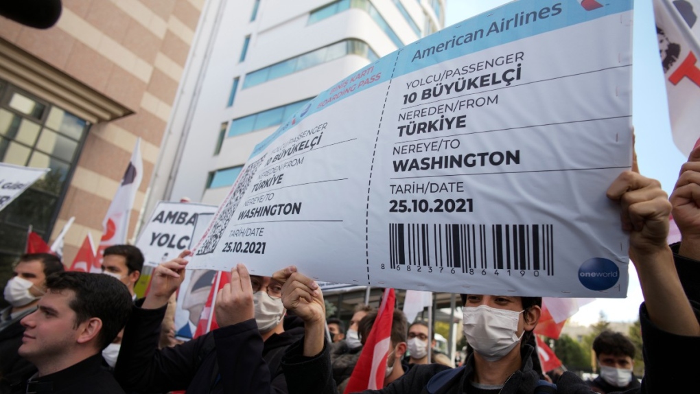 Protest near the U. S. Embassy in Ankara
