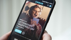 The Crave app is seen on a phone in Toronto on Feb. 7, 2019. (THE CANADIAN PRESS/Graeme Roy)