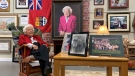 Hazel McCallion sits inside one of the exhibits that make up “Hazel: 100 Years of Memories” on its opening day. (Scott Lightfoot/CTV News Toronto)