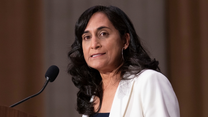 Defence Minister Anita Anand speaks during a news conference, Tuesday, October 26, 2021 in Ottawa. THE CANADIAN PRESS/Adrian Wyld 