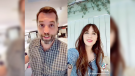 Corey McMullan of McMullan Appliance and Mattress in a TikTok video with American actress, model, musician and songwriter Zooey Deschanel.