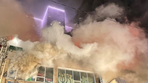 Firefighters respond to large downtown fire in Montreal