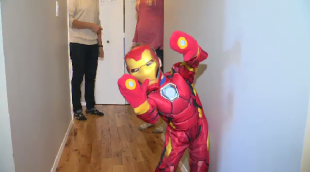 3-year-old James O'Neil dresses up as one of his favourite superheroes