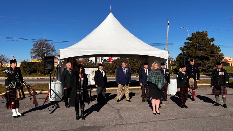 The Cameron Highlanders of Ottawa received financial support from the Ontario government to fund a new commemorative plaza in Bells Corners, honouring the regiments service. Nov. 10, 2021. Ottawa, On. (Tyler Fleming / CTV News)