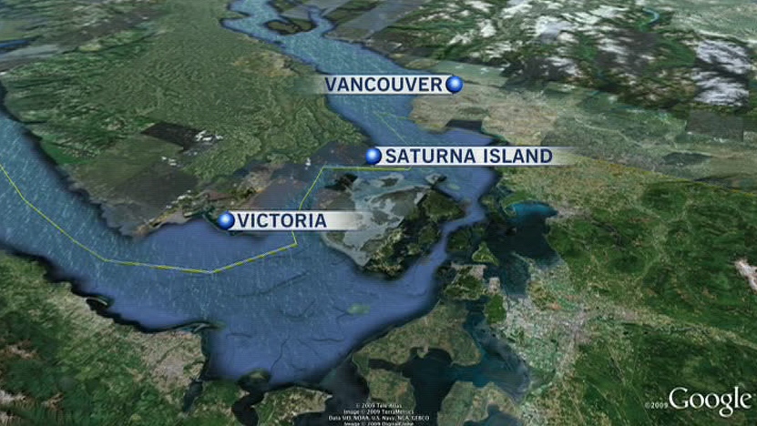 Google Map shows the location of Saturna Island, B.C.