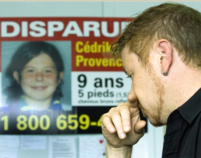 Martin Provencher speaks to reporters about the disappearance of his daughter, Cedrika, in Trois-Rivieres, Que. on Sept.6, 2007. (CP / Ryan Remiorz) 