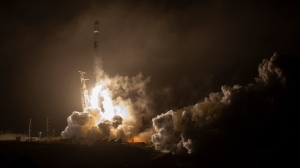 The SpaceX Falcon 9 rocket launches with the Double Asteroid Redirection Test, or DART, spacecraft onboard, Tuesday, Nov. 23, 2021, from Space Launch Complex 4E at Vandenberg Space Force Base in California. (Bill Ingalls/NASA via AP) 