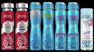Procter & Gamble Co. issued a recall for more than a dozen Old Spice and Secret-branded aerosol deodorants and sprays sold in the U.S. and online, warning that the products could contain benzene, a cancer-causing agent. (Photo via Government of Canada)