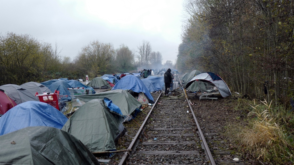 Migrants makeshift camp in northern France